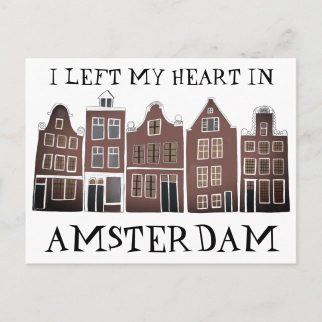 I Left My Heart in Amsterdam Holland Canal Houses Postcard (Front)