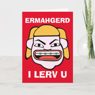 I Lerv U Valentines Day Holiday Card