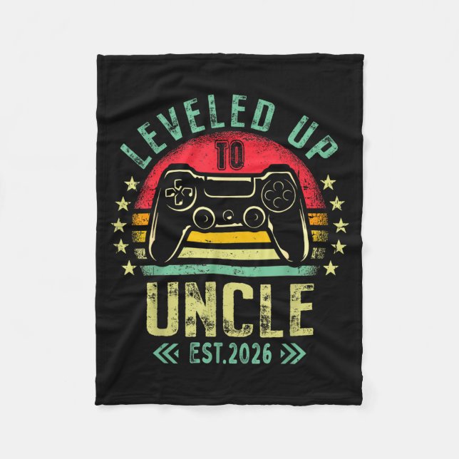 I Leveled Up To Uncle 2026 Promoted To Uncle Level Fleece Blanket (Front)