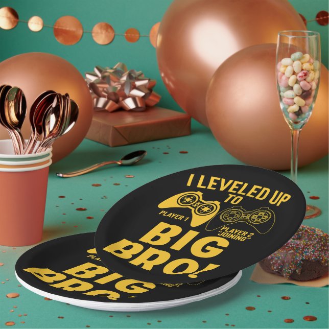 I Levelled Up To Big Bro Paper Plate (Multi)