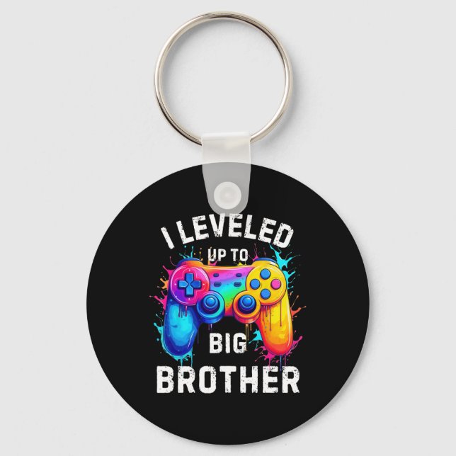 I Levelled Up To Big Brother Funny Gamer Splash Ar Key Ring (Front)