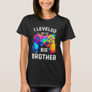 I Levelled Up To Big Brother Funny Gamer Splash Ar T-Shirt