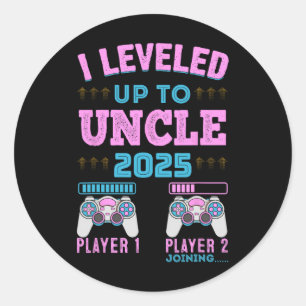 I Levelled Up To Uncle 2025 Pregnancy Announcement Classic Round Sticker