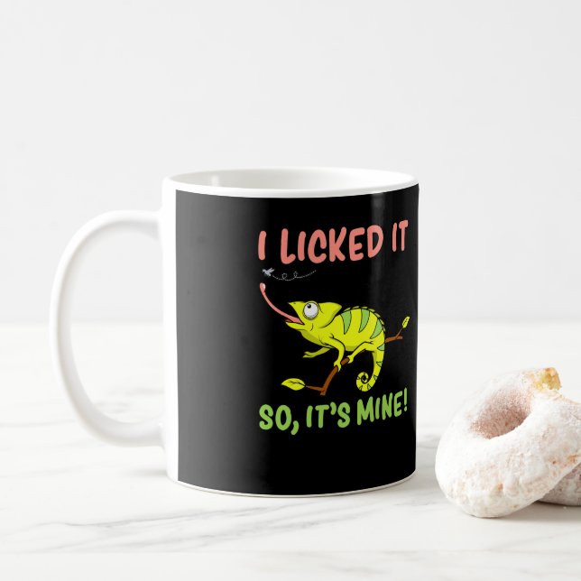 I Licked It So Its Mine  Lizard Reptiles Coffee Mug (With Donut)
