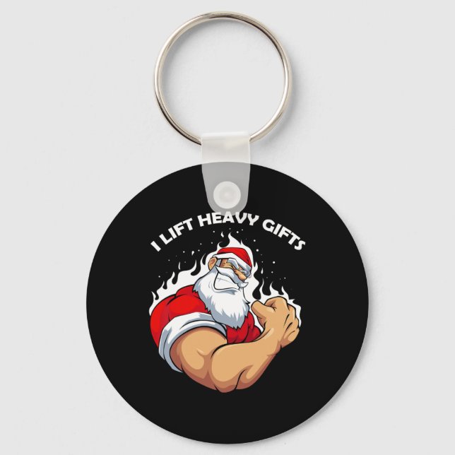 I Lift Heavy S Christmas Cool Santa Bodybuilding W Key Ring (Front)