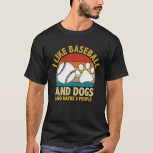 I Like Baseball And Dogs Softball Vintage Retro T-Shirt