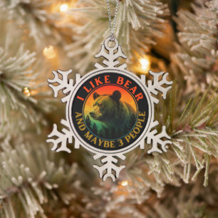 I like bear and maybe 3 people snowflake pewter christmas ornament