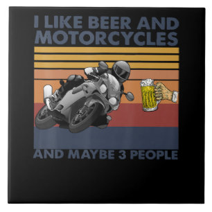 I Like Beer And Motorcycles - Motorcycles Gift Ceramic Tile