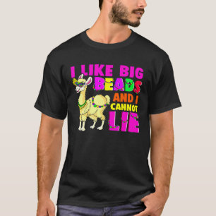 I Like Big Beads Fancy Llama Lover Mardi Gras T-Shirt