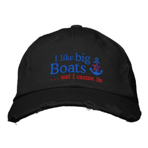 I like big boats Humourous Nautical Red Star Embroidered Hat