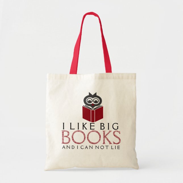 I like Big Books With Cute Owl Tote Bag (Front)