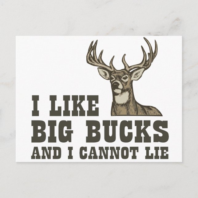 I Like Big Bucks And I Cannot Lie Postcard (Front)