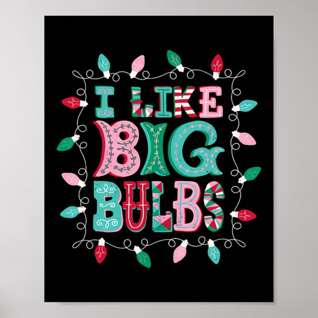I Like Big Bulbs Christmas Lights Matching Family  Poster (Front)