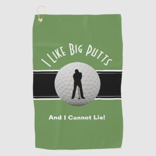 I Like Big Putts Black Green Funny Golf Towel