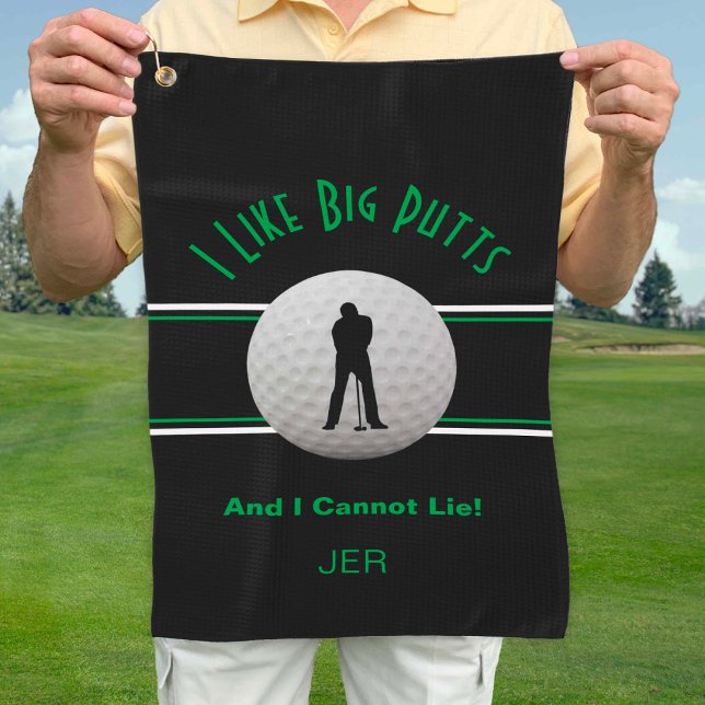 I Like Big Putts Golf Humor Black  Funny Modern Towel (Creator Uploaded)