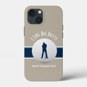I Like Big Putts Golf Humour Funny Tan & Blue iPhone 13 Mini Case
