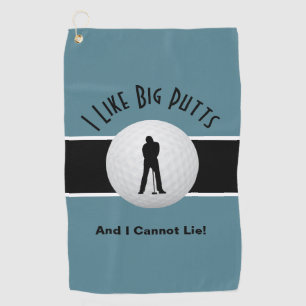 I Like Big Putts Golf Humour Funny Turquoise Black Towel