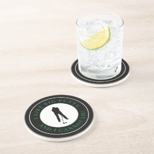 I Like Big Putts Sports Golfer Modern Black Green  Coaster