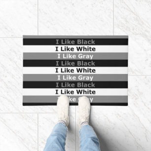 I Like Black White And Grey Colour Striped Design Doormat