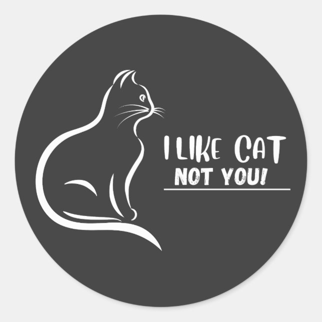 I Like Cat, Not You  Classic Round Sticker (Front)