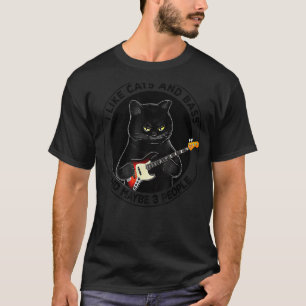 I Like Cats And Bass And Maybe 3 People Cat Guitar T-Shirt