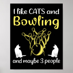 I Like Cats And Bowling And Maybe 3 People Funny B Poster