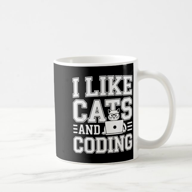 I Like Cats And Coding Programmer On Tech _-  Coffee Mug (Right)