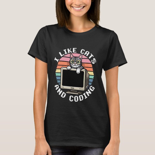 I Like Cats and Coding Programmer Passion Tech - 1 T-Shirt (Front)