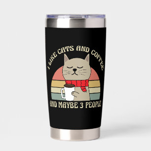 I Like Cats and Coffee Maybe 3 People Introvert Insulated Tumbler