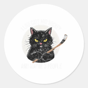 I Like Cats And Hockey And Maybe 3 People (1) Classic Round Sticker