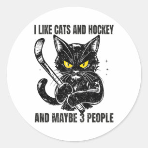 I Like Cats And Hockey And Maybe 3 People _1  Classic Round Sticker
