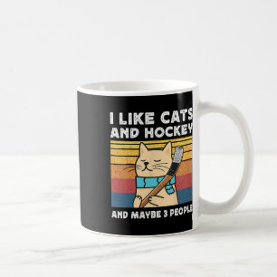 I Like Cats And Hockey And Maybe 3 People Retro Fu Coffee Mug