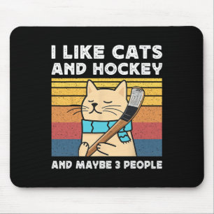 I Like Cats And Hockey And Maybe 3 People Retro Fu Mouse Pad