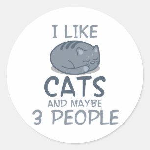 I Like Cats and Maybe 3 People Funny Cat Quote Classic Round Sticker
