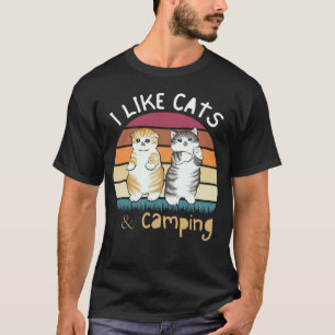 I like Cats & Camping Sunset Retro Cat s T-Shirt