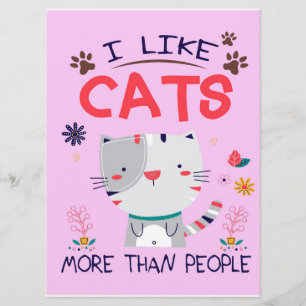 I Like Cats More Than People Gift,Cute Kitten Gift Menu