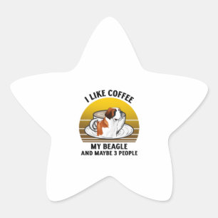 I like coffe my beagle dog Retro vintage sunset.pn Star Sticker