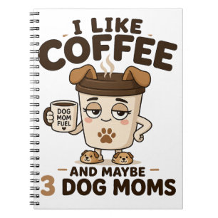 I Like Coffee And Maybe 3 Dog Moms Funny Dog Mum Notebook
