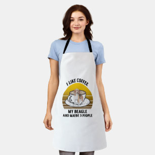 I like coffee and my beagle Retro vintage sunset.p Apron