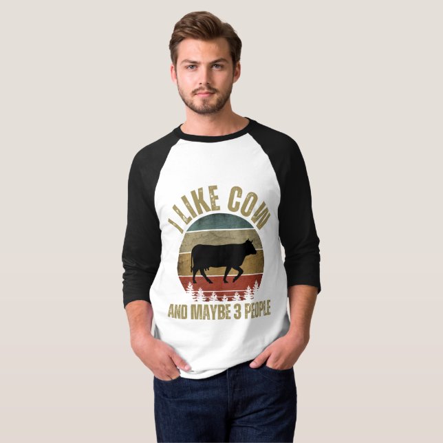 I LIKE COW AND MAYBE 3 PEOPLE T-Shirt (Front Full)