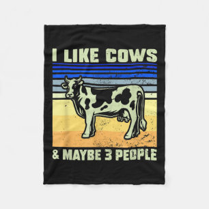I Like Cows & Maybe 3 People Funny Cow Lover Q Fleece Blanket