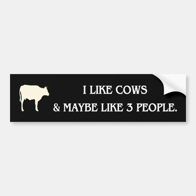i like cows and maybe like 3 people bumper sticker (Front)