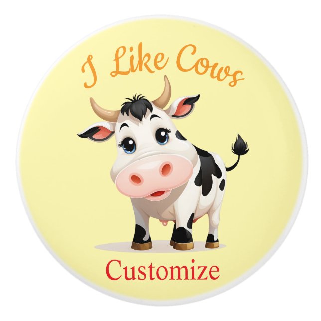 I Like Cows Art Thunder_Cove Ceramic Knob (Front)