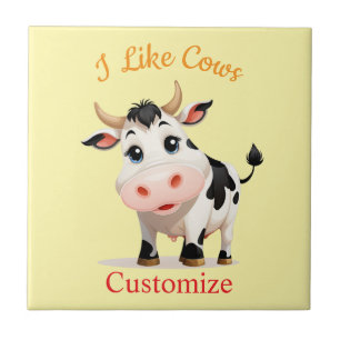 I Like Cows Art Thunder_Cove Ceramic Tile