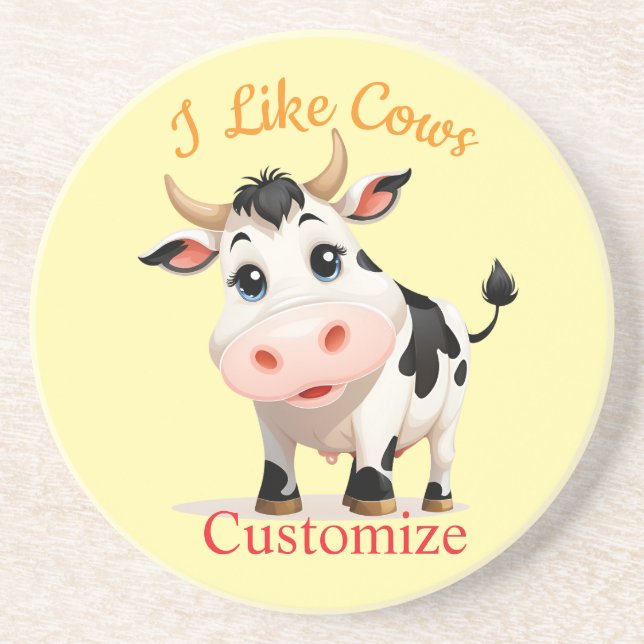 I Like Cows Art Thunder_Cove Coaster (Front)