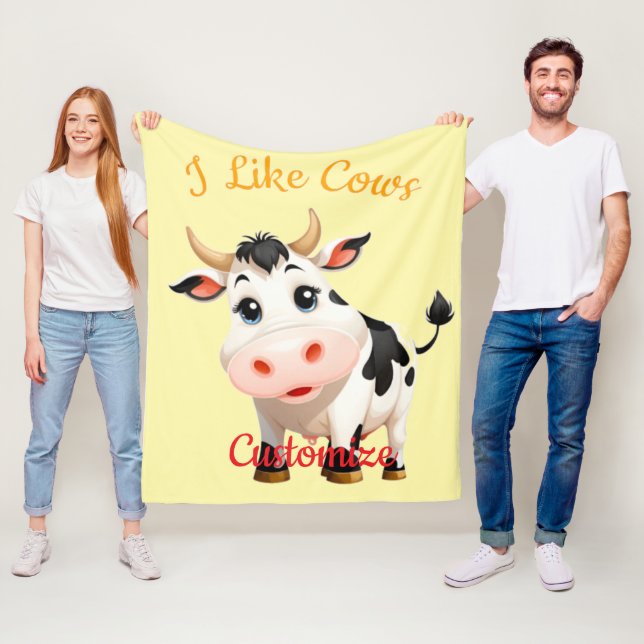 I Like Cows Art Thunder_Cove Fleece Blanket (In Situ)