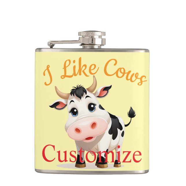 I Like Cows Art Thunder_Cove Hip Flask (Front)