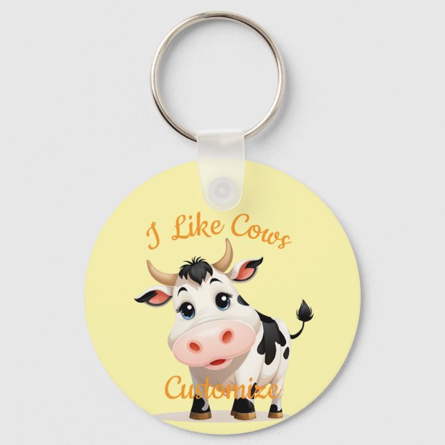 I Like Cows Art Thunder_Cove Key Ring (Front)
