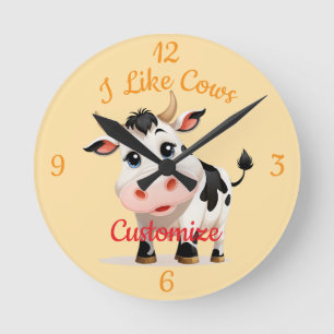 I Like Cows Art Thunder_Cove Round Clock