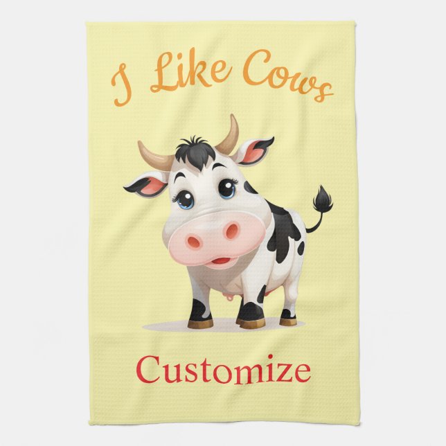 I Like Cows Art Thunder_Cove Tea Towel (Vertical)